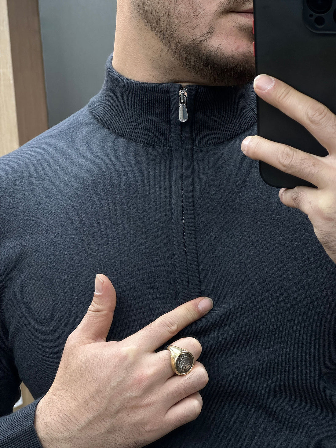 GentleKnit Washable Merino Half Zip Mock Neck Sweater