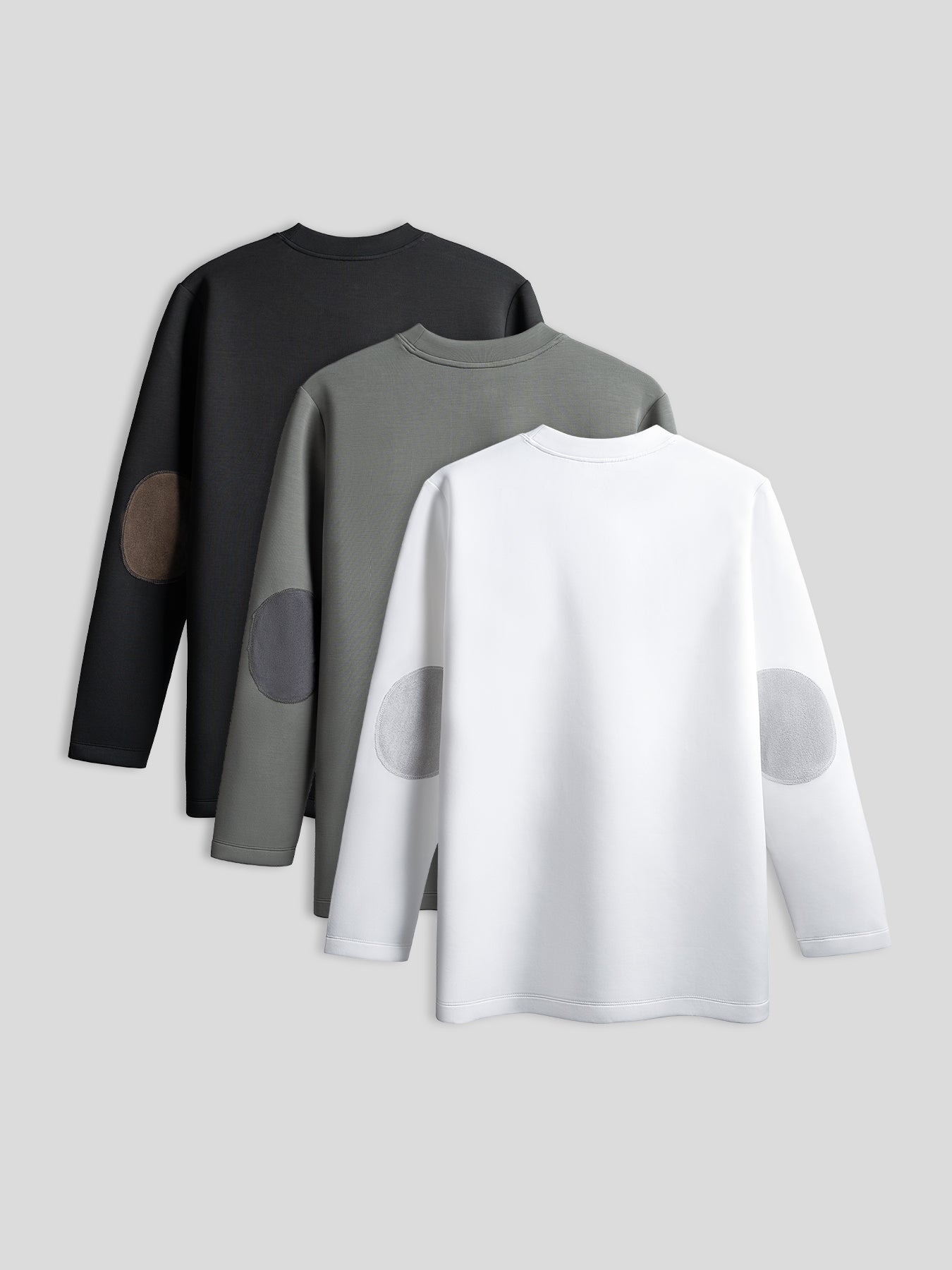 Modal Blend Elbow Patch Long Sleeve Tee 3 Pack
