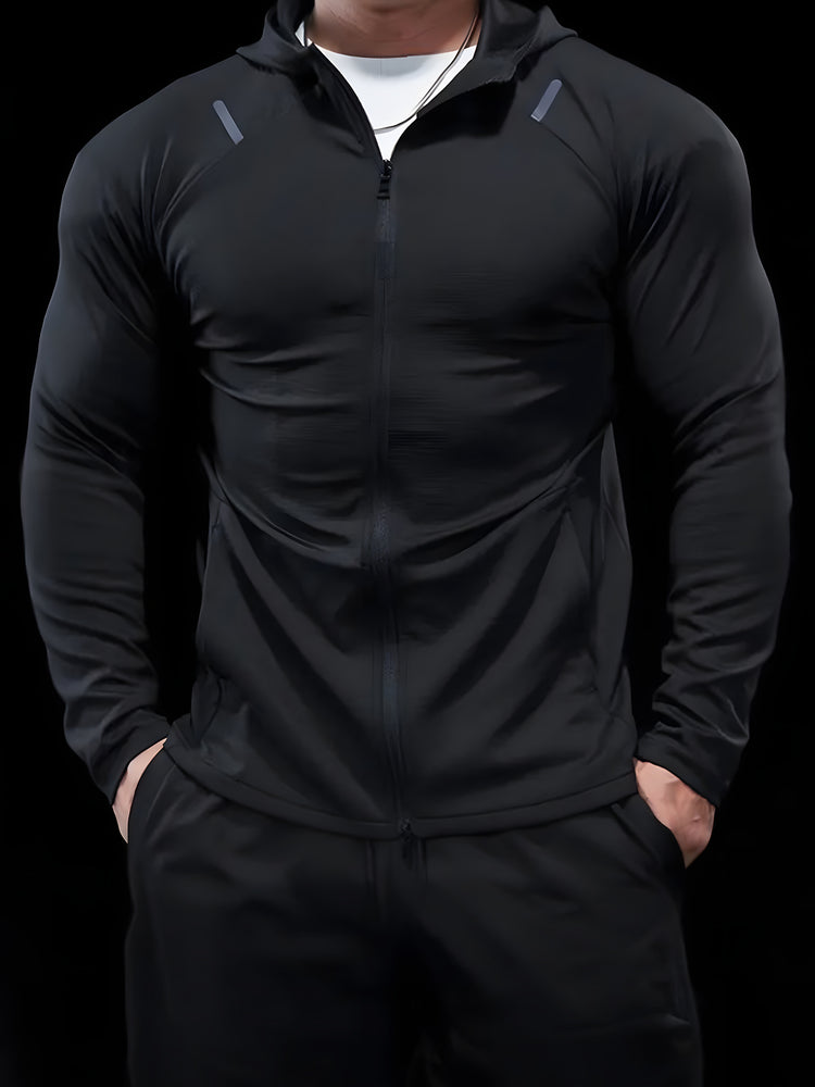 Zip Up Seam Detail Hooded Sports Jacket