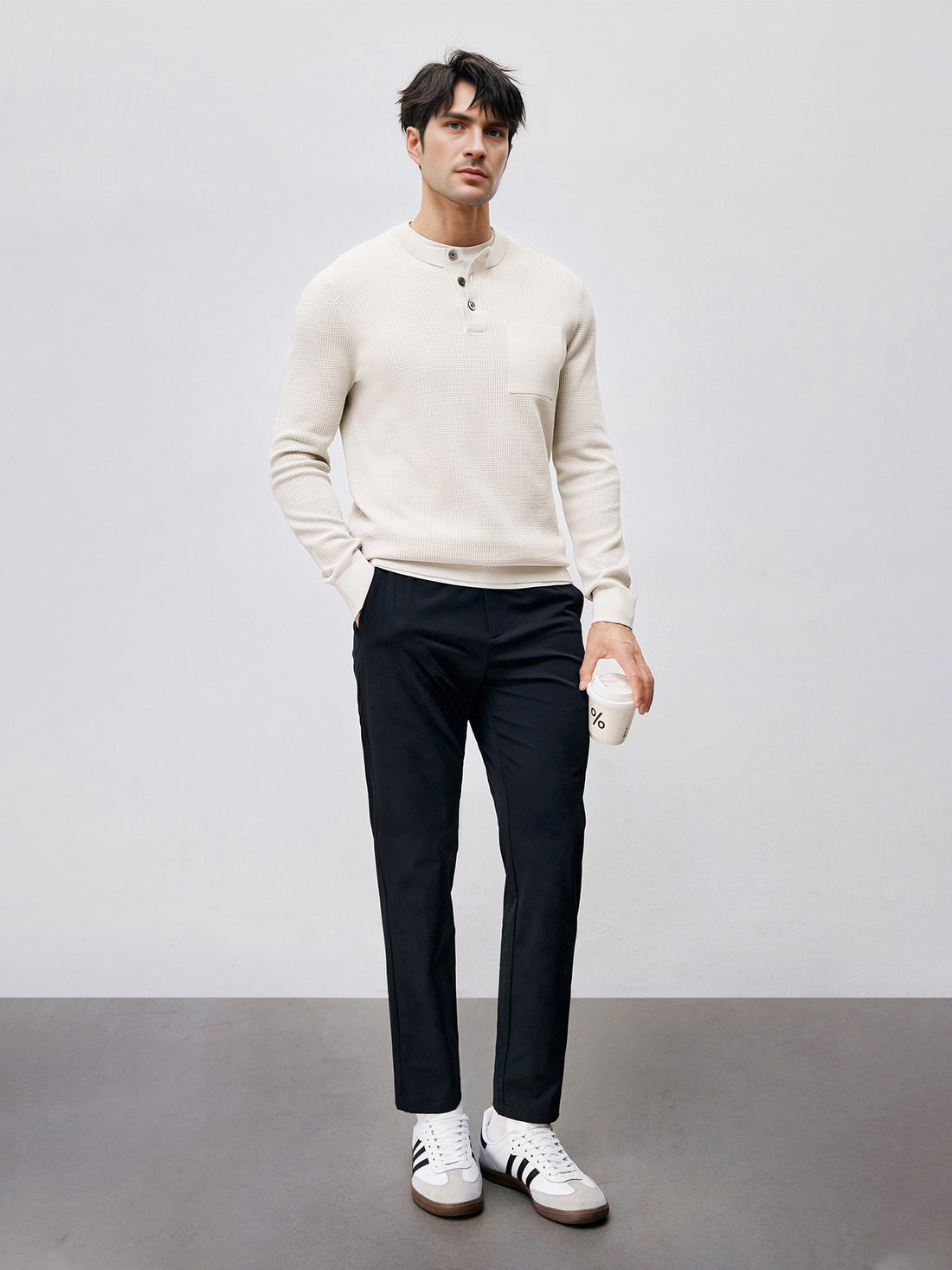 GentleKnit Buttoned Waffle Sweater