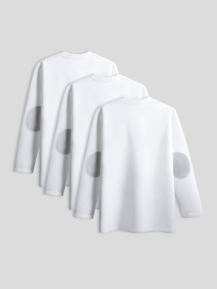 Modal Blend Elbow Patch Long Sleeve Tee 3-Pack | 
