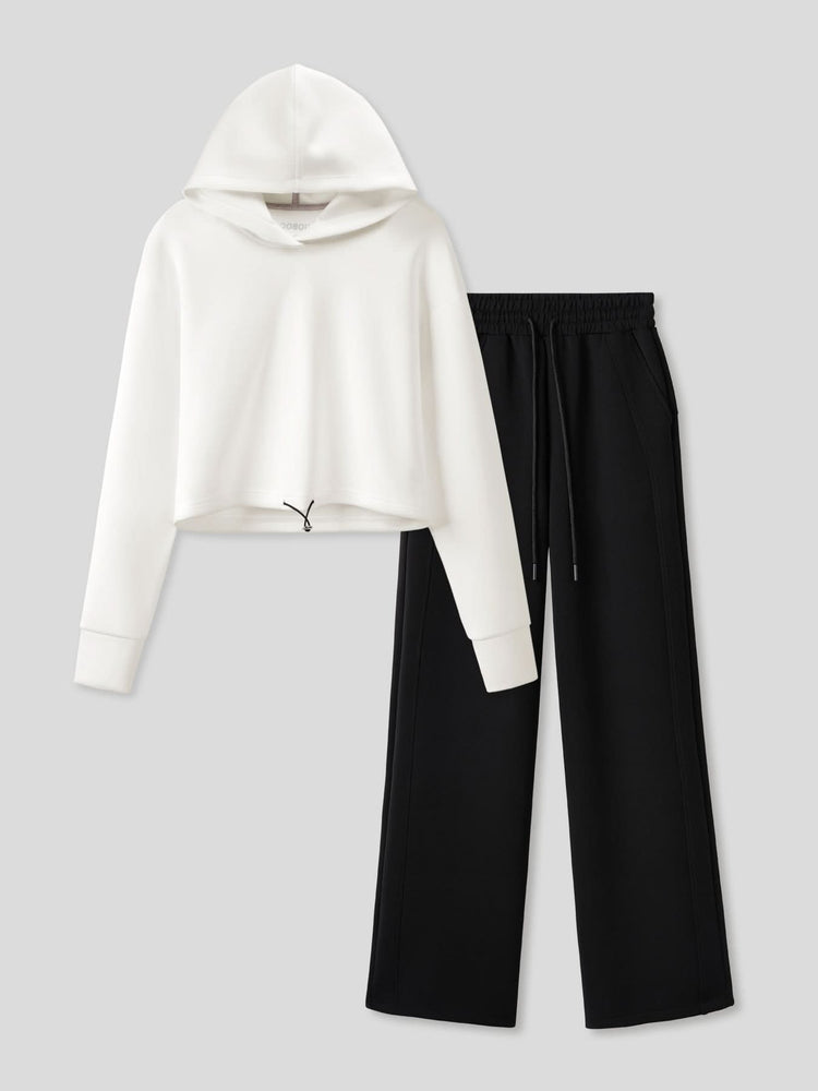 Women Modal Blend Hoodie And Wide Leg Pant Set | 