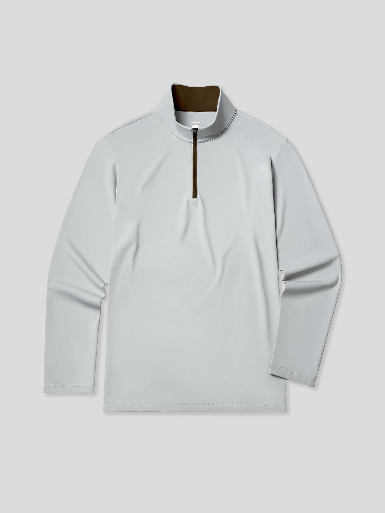 SmoothBlend Slim Fit Half Zip Mock Neck Tee: Zip Contrast Color