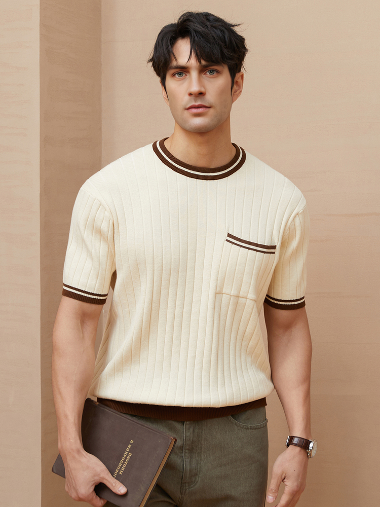 GentleKnit Vintage Style Short Sleeve Knitted T-Shirt | 