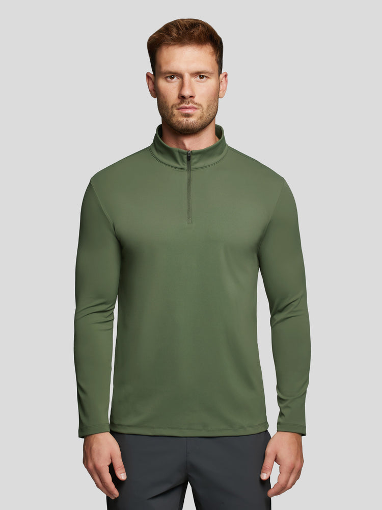 SmoothBlend Half Zip Mock Neck Tee: Zip Same Color | 