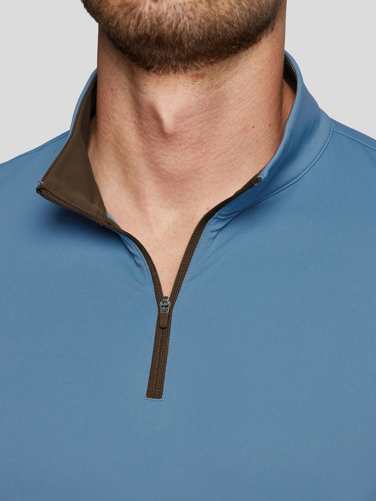 SmoothBlend Slim Fit Half Zip Mock Neck Tee: Zip Contrast Color sale