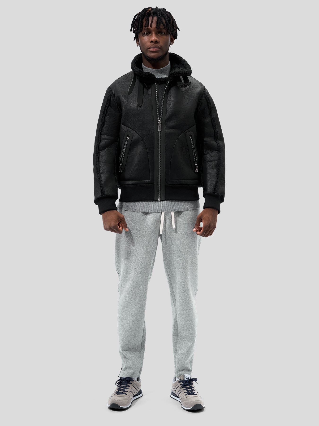 ‌Reversible Faux Shearling Zip Up Windproof High Collar Jacket‌