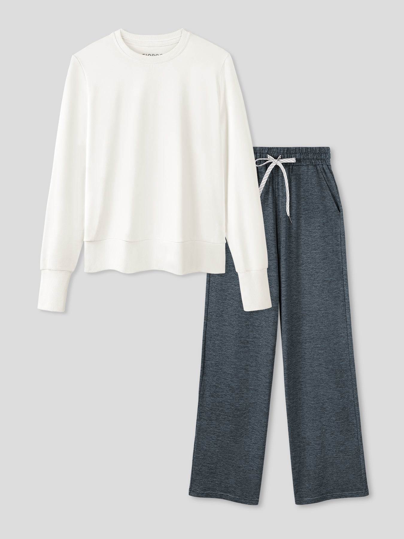 Women Velou Long Sleeve Tee and Wide Leg Pant Set