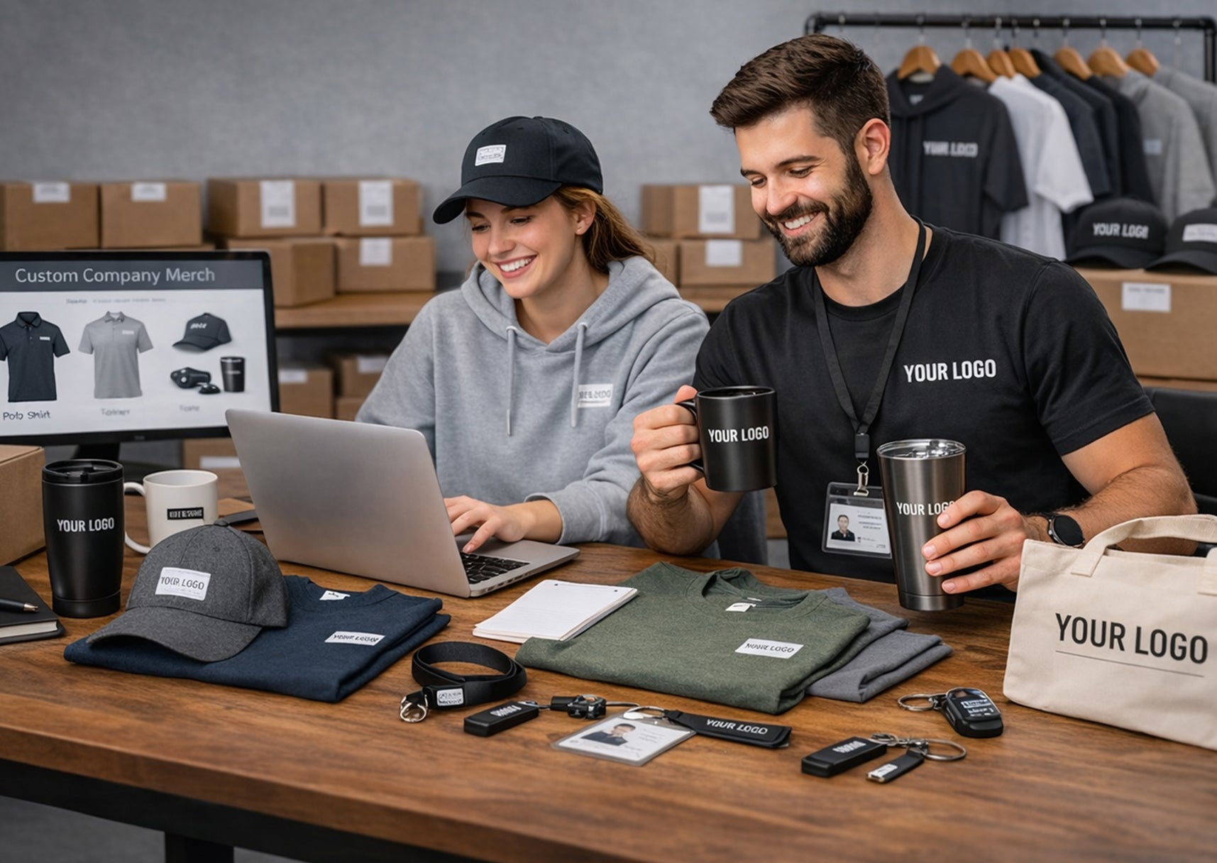 <p>Bulk order branded company gear to promote your brand and strengthen team unity.</p>