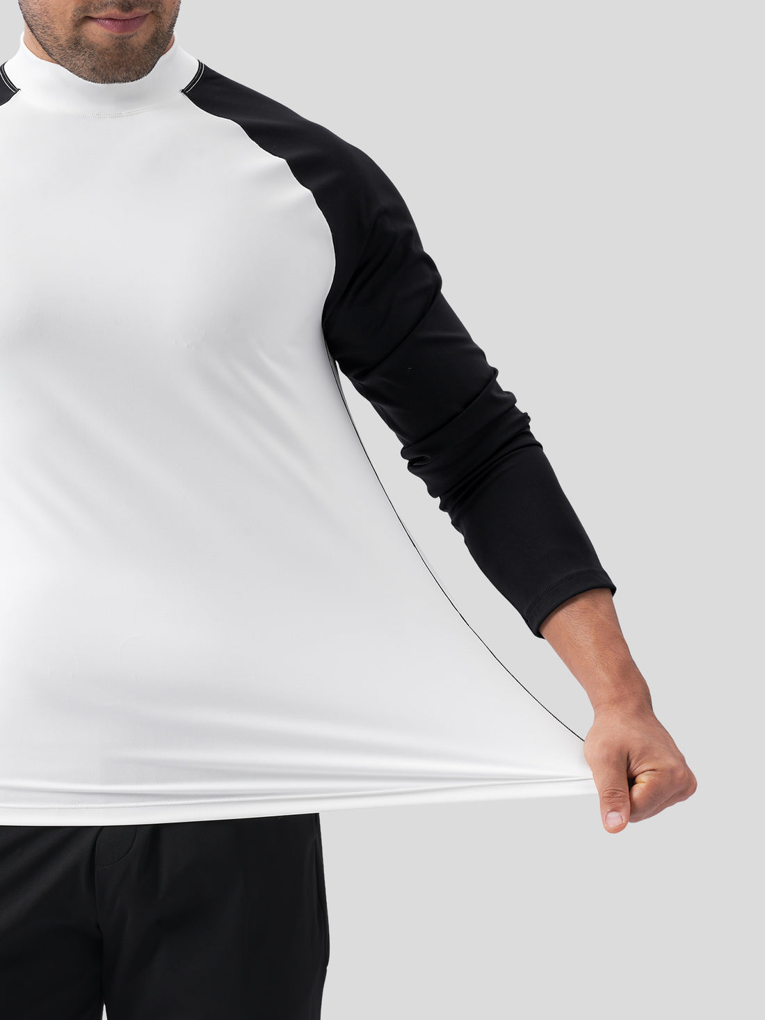 SmoothBlend Contract Color Mock Neck Long Sleeve Tee