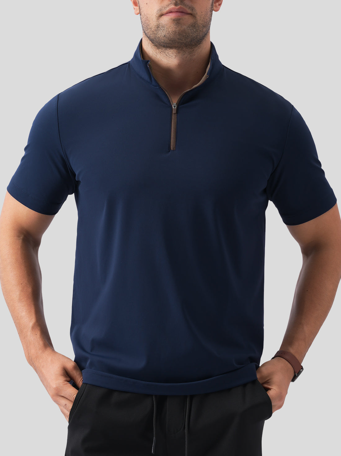 SmoothBlend Half Zip Mock Neck Short Sleeve Tee | 