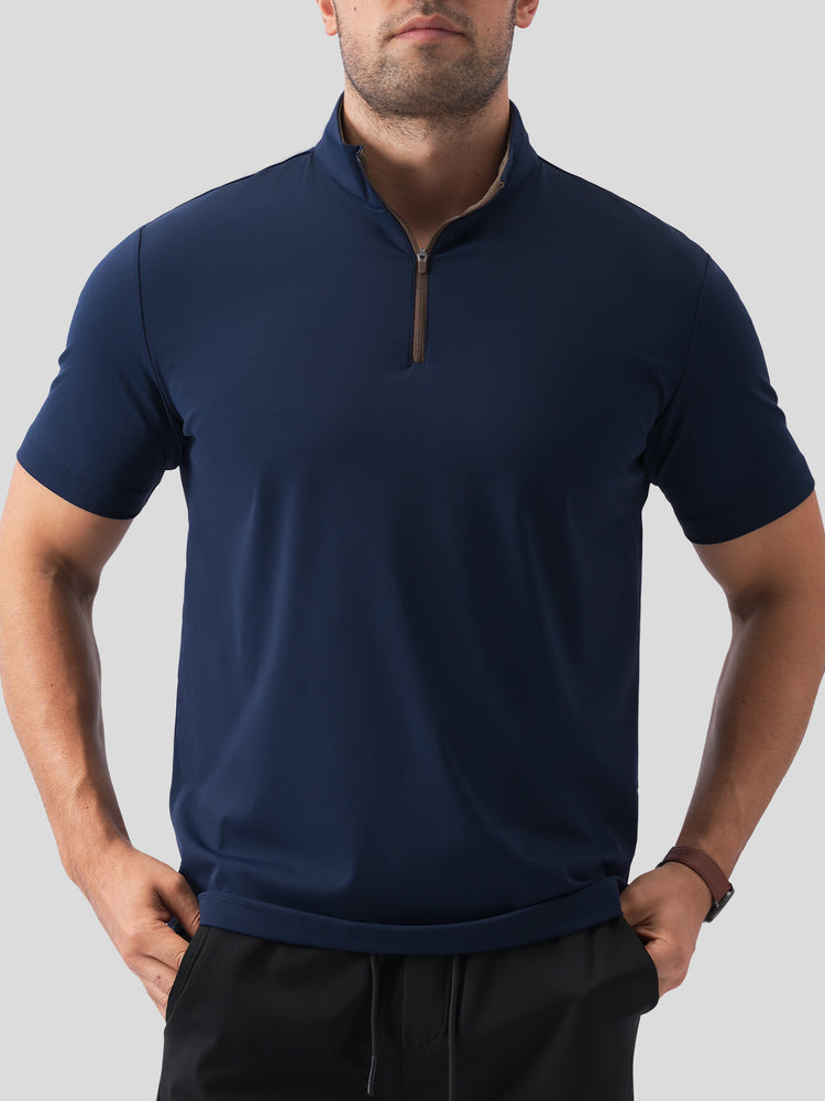 SmoothBlend Half Zip Mock Neck Short Sleeve Tee | 