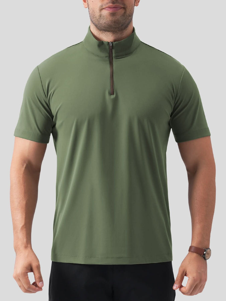 SmoothBlend Half Zip Mock Neck Short Sleeve Tee | 