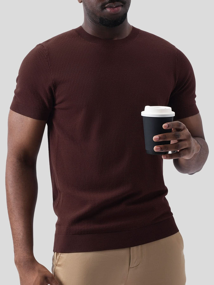 GentleKnit Honeycomb Short Sleeve Knitted T-Shirt