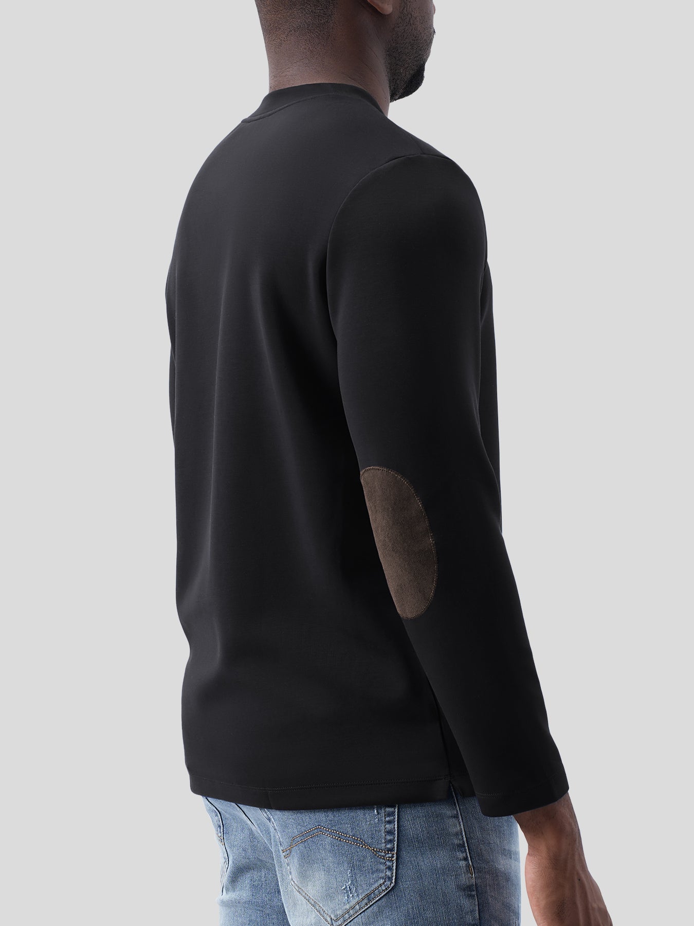 Modal Blend Elbow Patch Long Sleeve Tee:Classic Fit