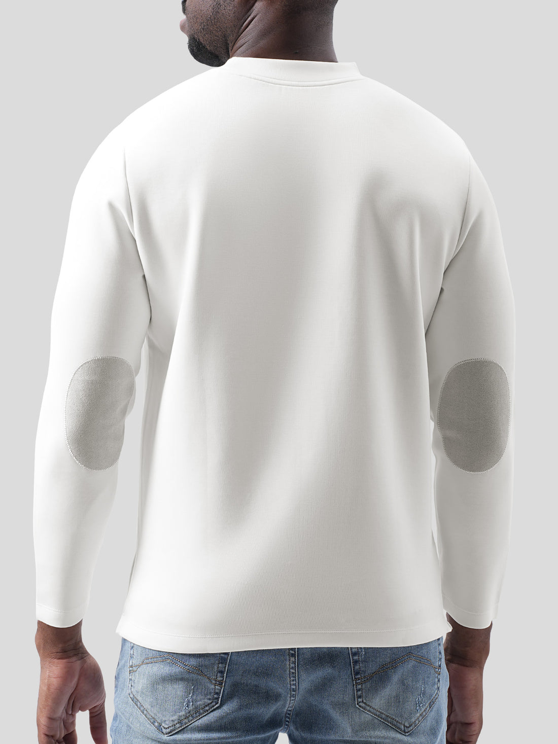 Modal Blend Elbow Patch Long Sleeve Tee:Classic Fit