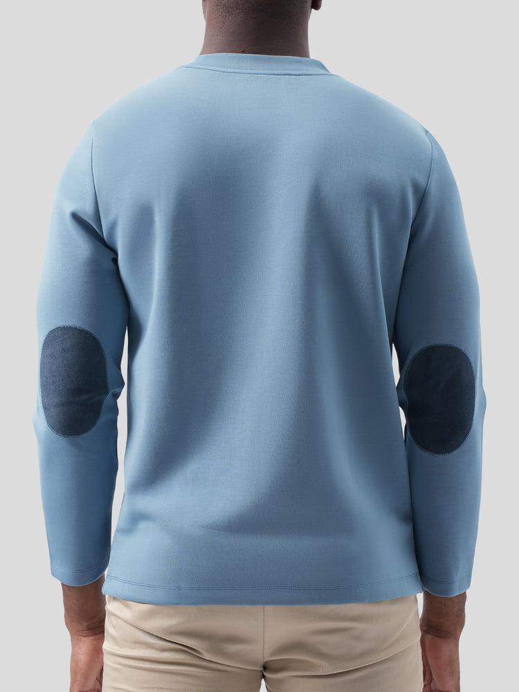 Modal Blend Elbow Patch Long Sleeve Tee:Classic Fit