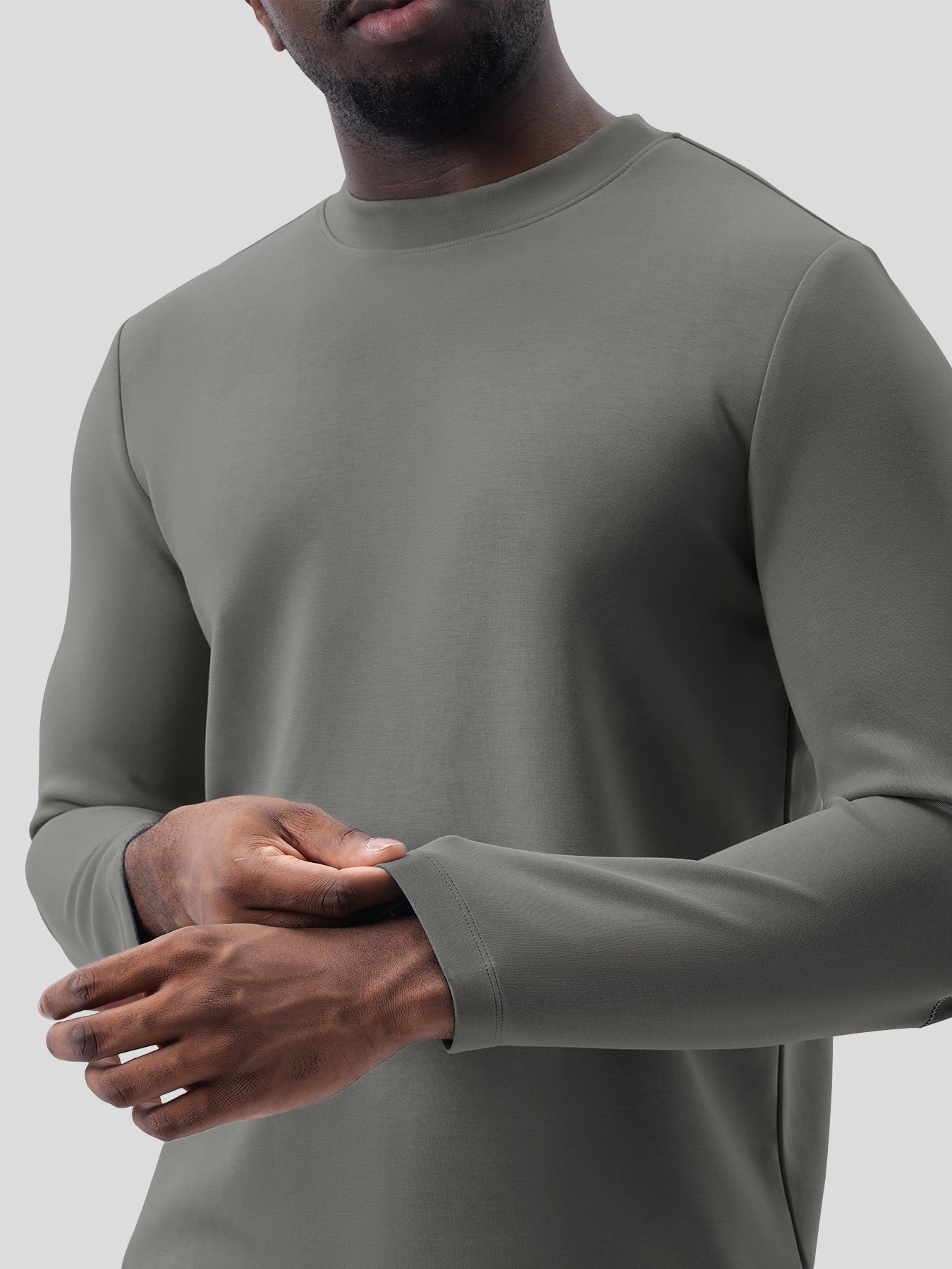 Modal Blend Elbow Patch Long Sleeve Tee:Classic Fit