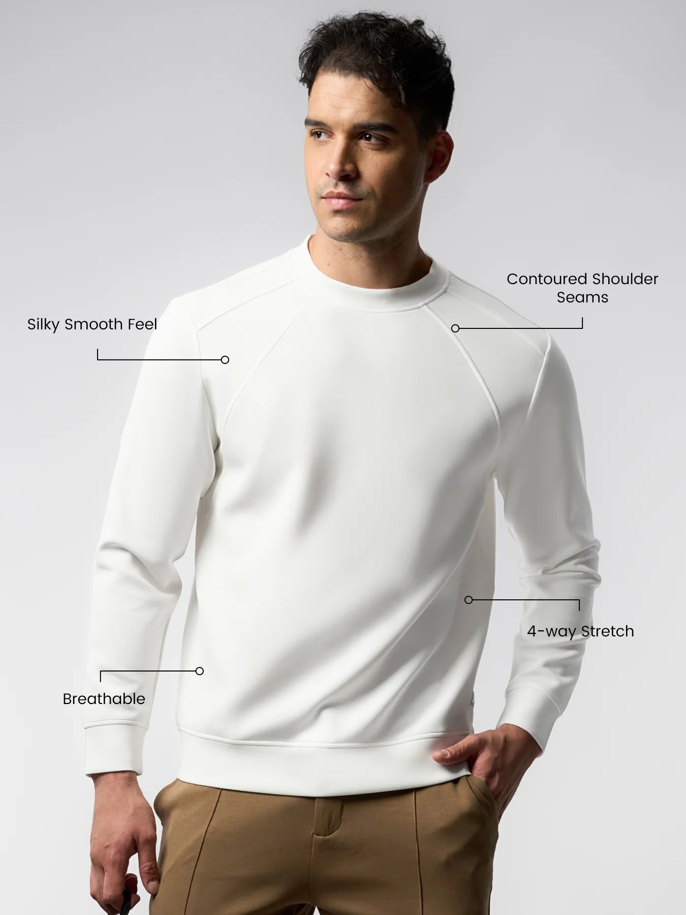 Modal Blend Fall Panel Sweatshirt Wrinkle Resistant Daily Wear
