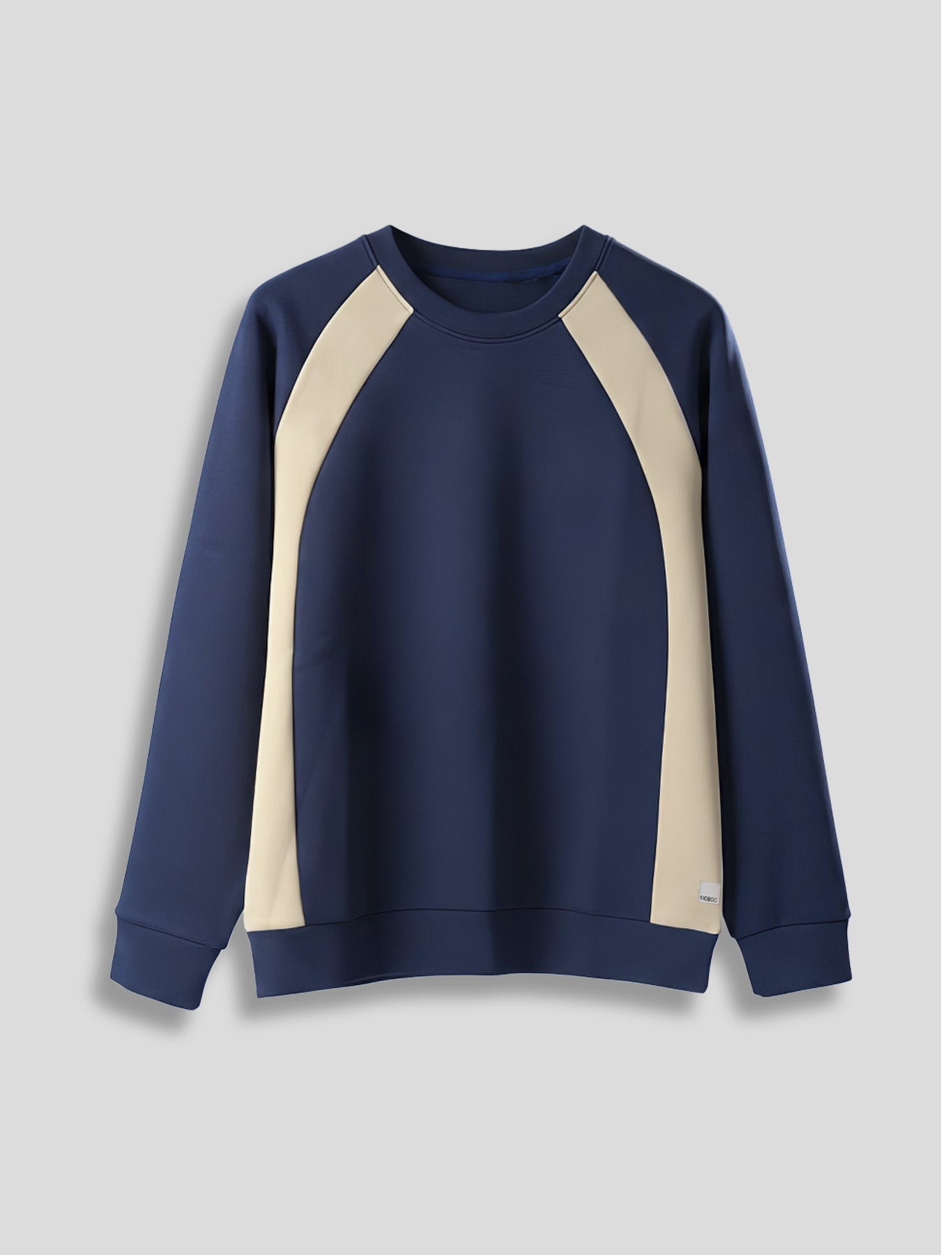 Modal Blend Crew Neck Contrast Color Sweatshirt Stretch