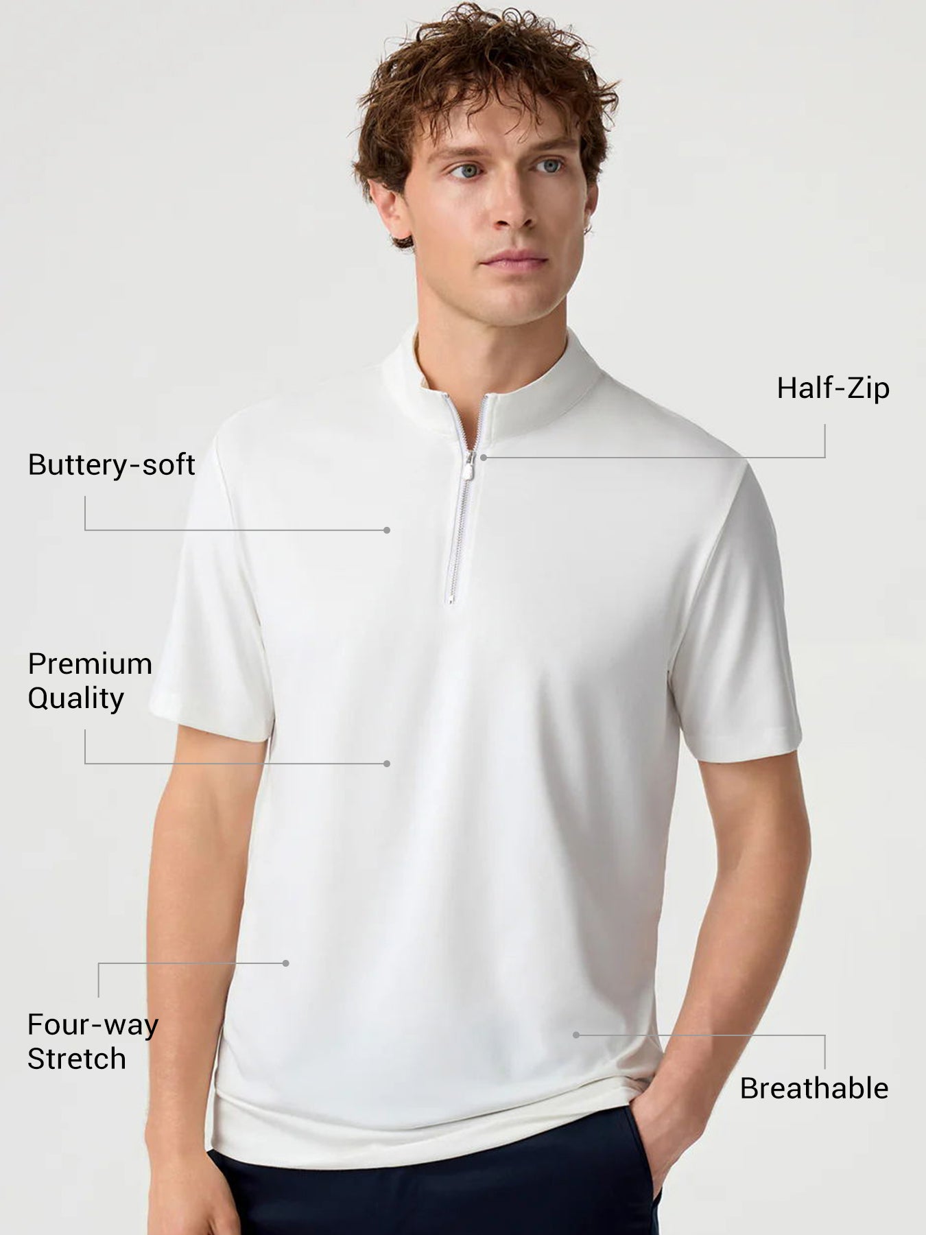 Modal Air Half-Zip Short Sleeve Tee – Fioboc