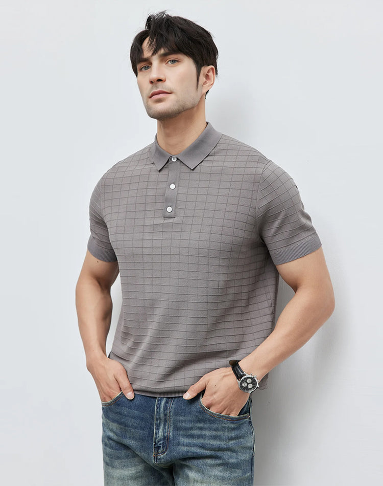GentleKnit Checkered Short Sleeve Knitted Polo | 