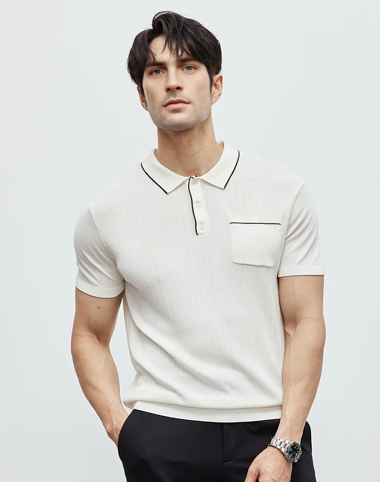 GentleKnit Contrast Color Short Sleeve Knitted Polo | 