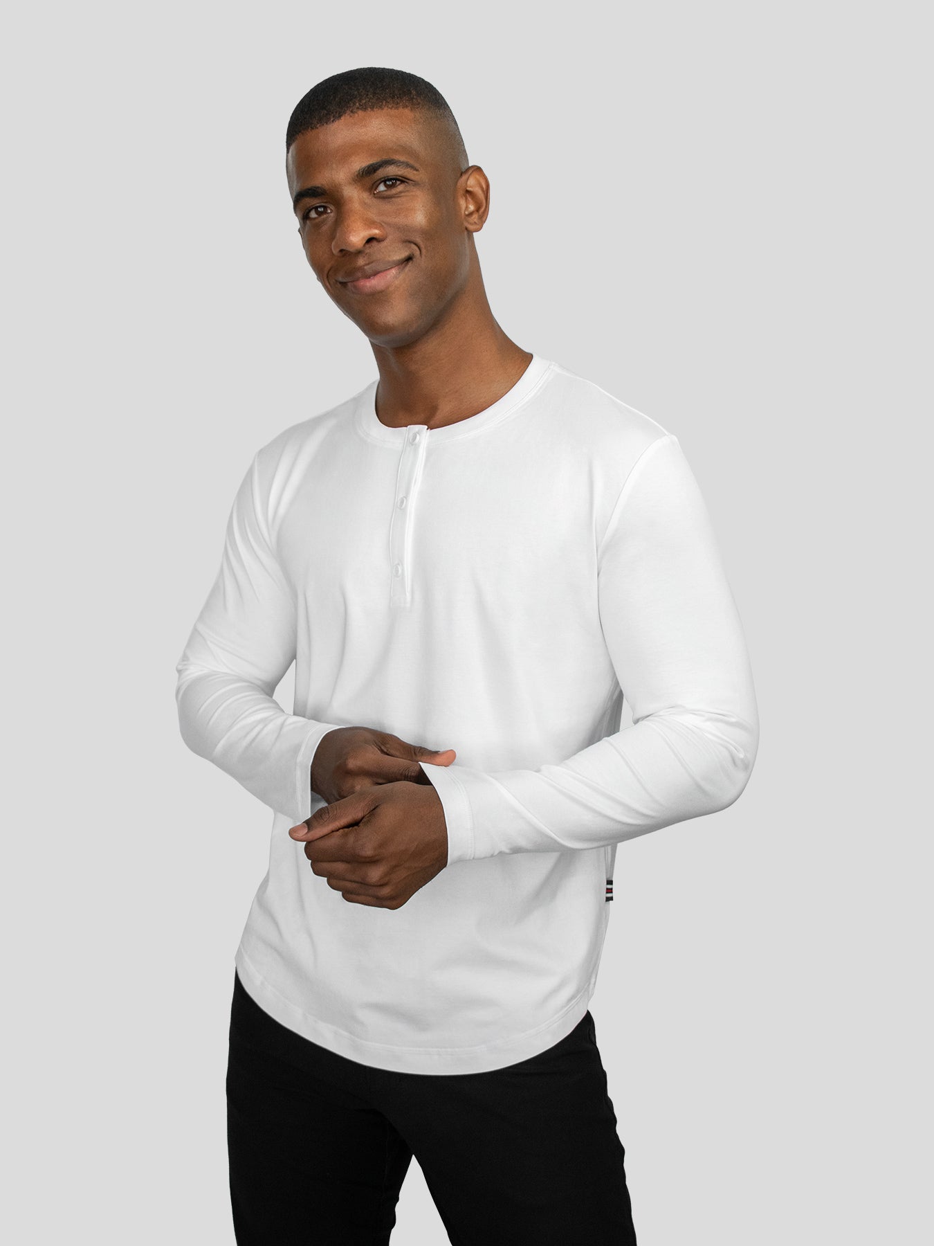 StaySmooth Long Sleeve Henley Drop-Cut Tee