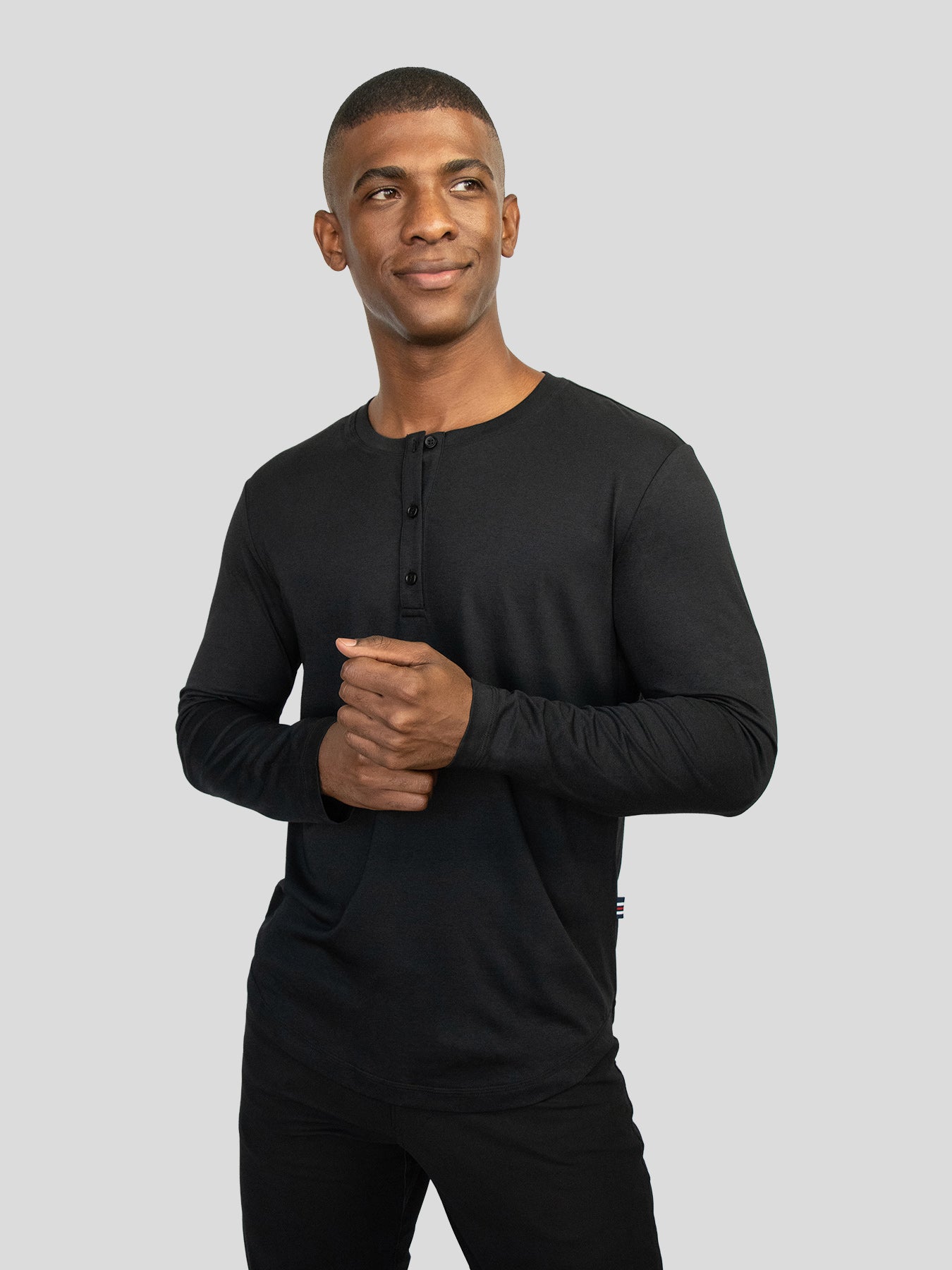 StaySmooth Long Sleeve Henley Drop-Cut Tee