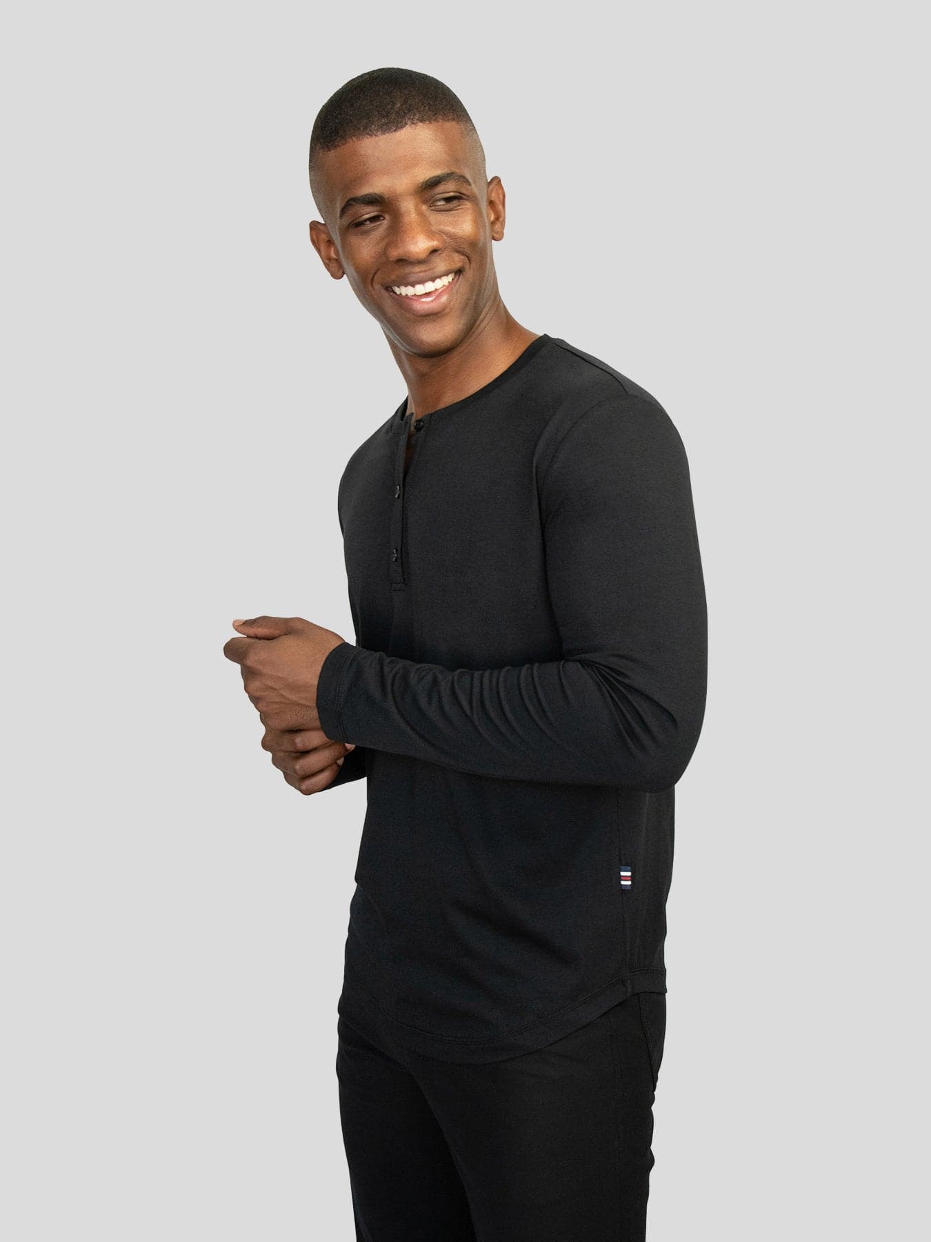 StaySmooth Long Sleeve Henley Drop-Cut Tee