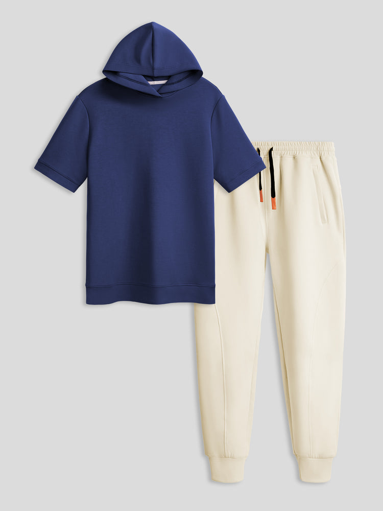 Modal Blend Short Sleeve Hoodie And Weekend Jogger Set | 