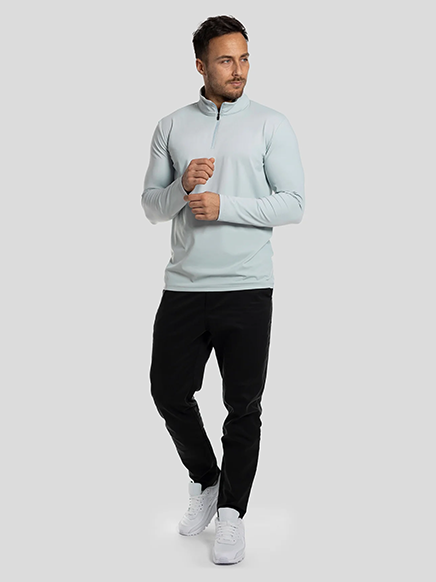 SmoothBlend Half Zip Mock Neck Tee:Zip Same Color