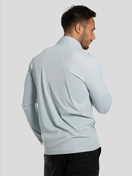SmoothBlend Half Zip Mock Neck Tee:Zip Same Color