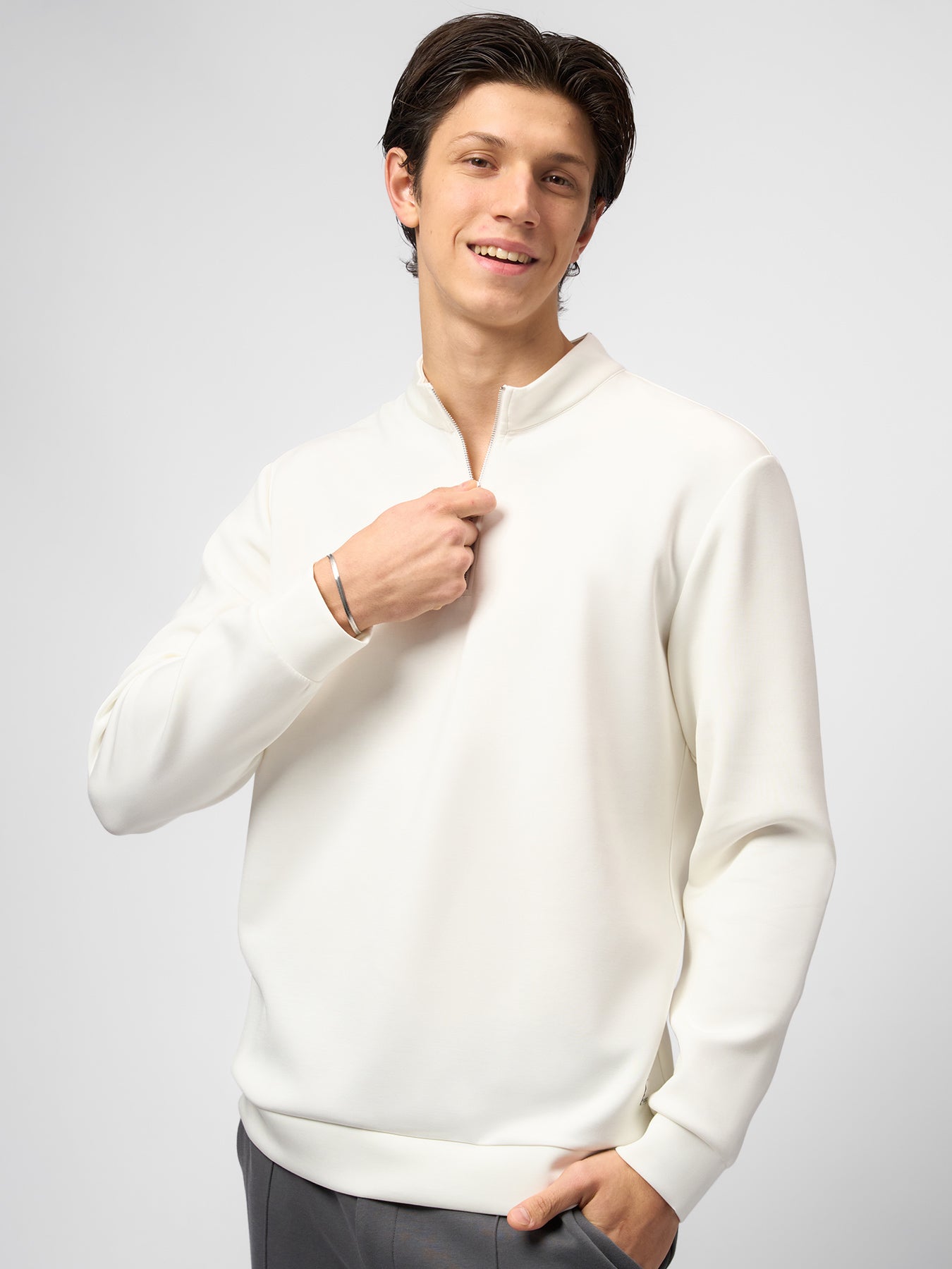 Modal Blend Half-Zip Mock Neck Long Sleeve Tee – Fioboc