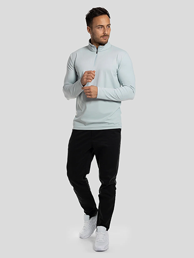 SmoothBlend Half Zip Mock Neck Tee:Zip Same Color