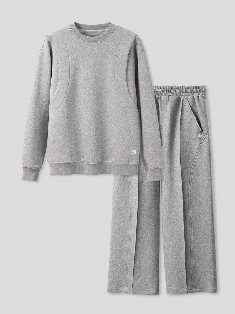 Cozyspacer Layered Sweatshirt And Wide Leg Pants Set | 