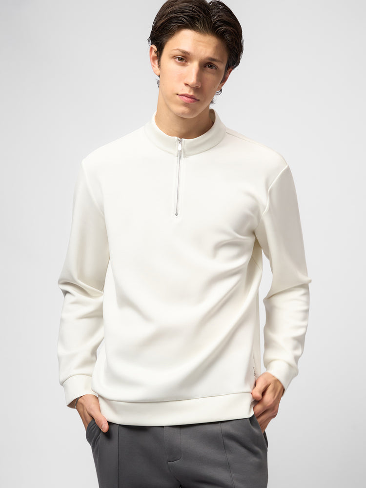 Modal Blend Half-Zip Mock Neck Long Sleeve Tee