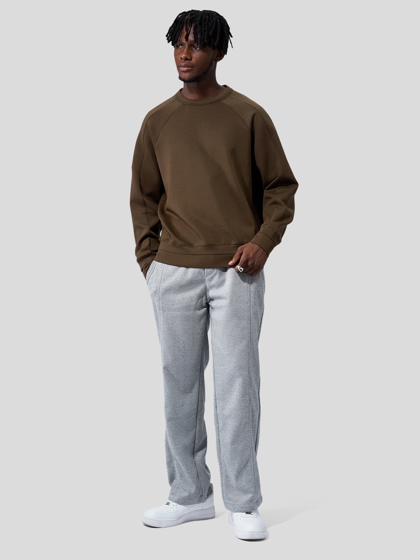Modal Blend Raglan Sweatshirt Soft Stretch Leisure