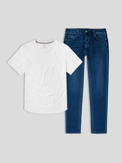 Daily Casual Tee and Jeans Set: Slim Fit