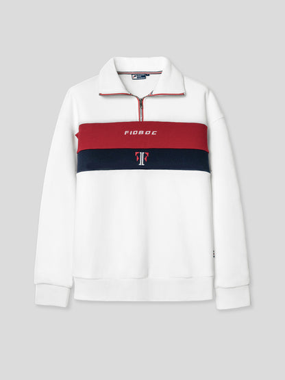 Color Block High Neck Half-Zip Sweatshirt