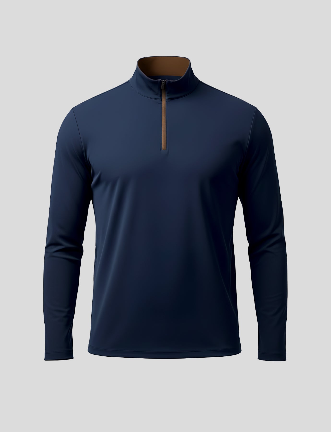 SmoothBlend Slim Fit Half Zip Mock Neck Tee: Zip Contrast Color