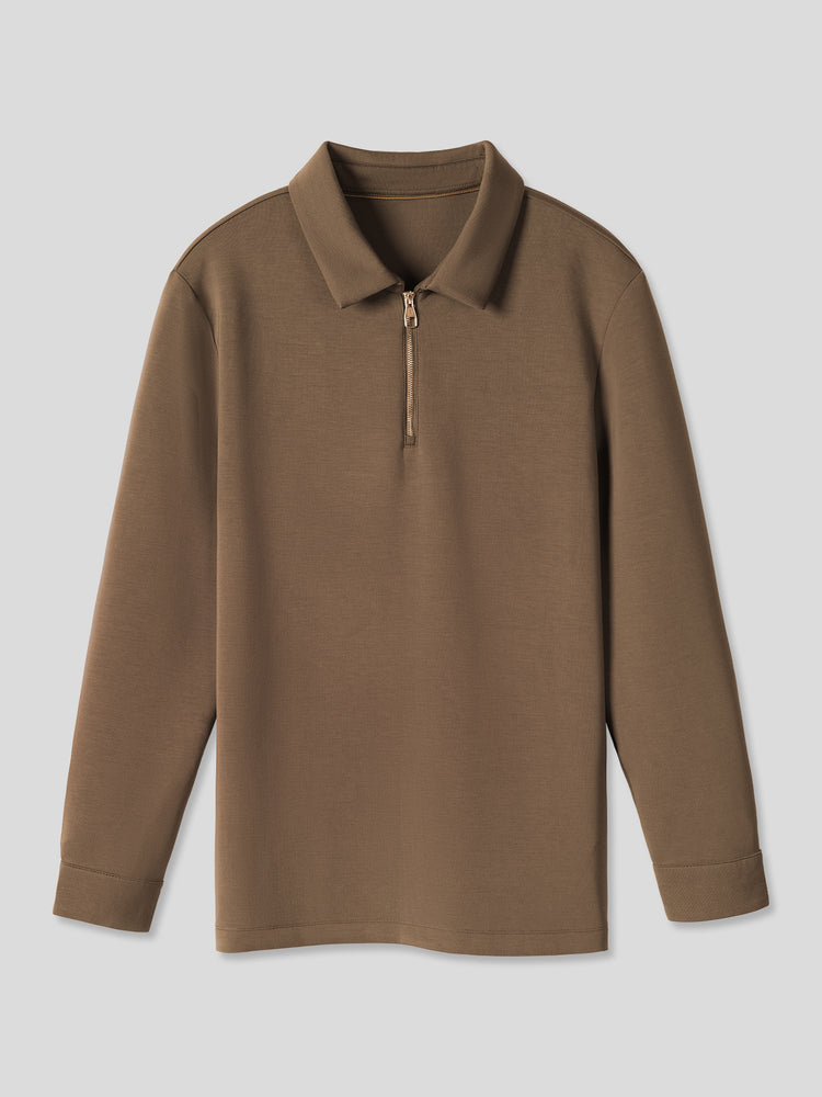 Modal Blend Long Sleeve Half Zip Polo