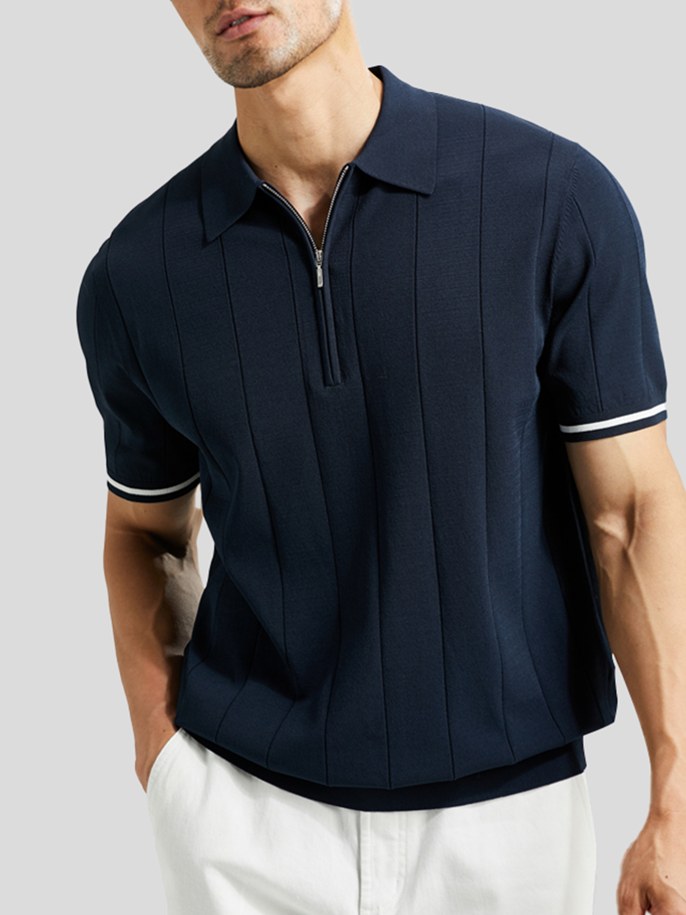 CoolKnit Breathable Short Sleeve Zip Knitted Polo