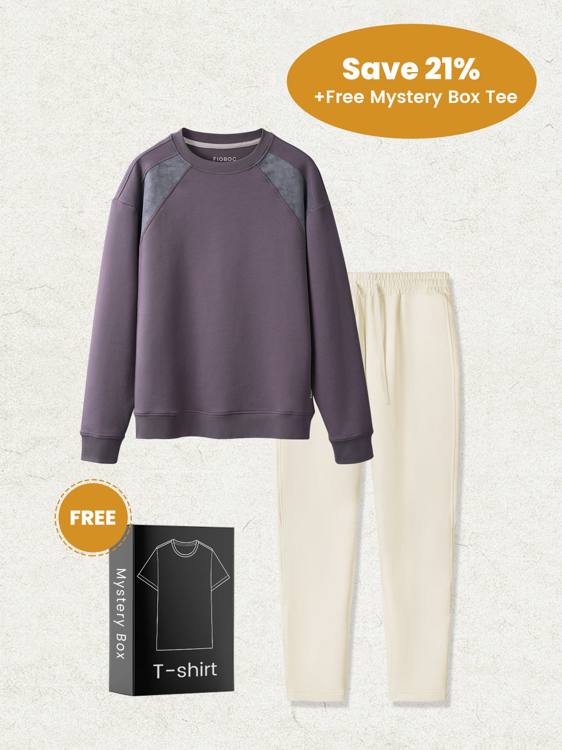 Cozyspacer Suedepatch Sweatshirt And Zip Ankle Jogger Set | 