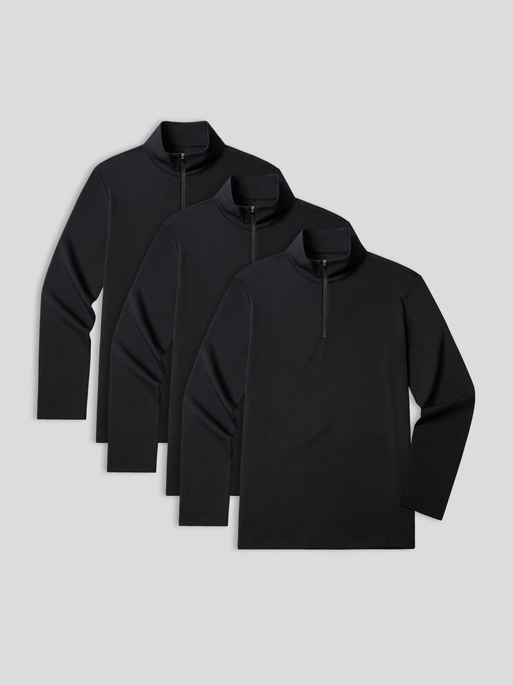 SmoothBlend Half Zip Mock Neck Tee 3-Pack: Zip Same Color | 