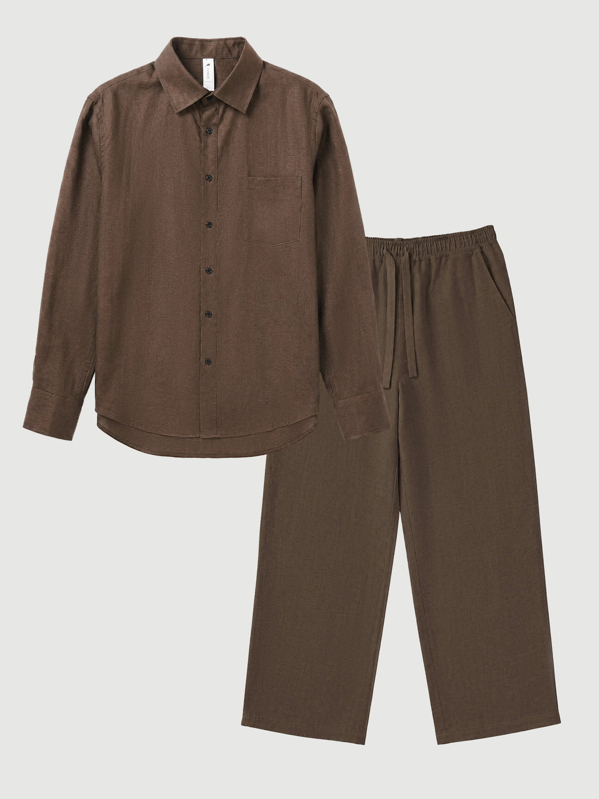 Leisure Linen Long Sleeve Pocket Shirt Straight Leg Trouser 32" Set