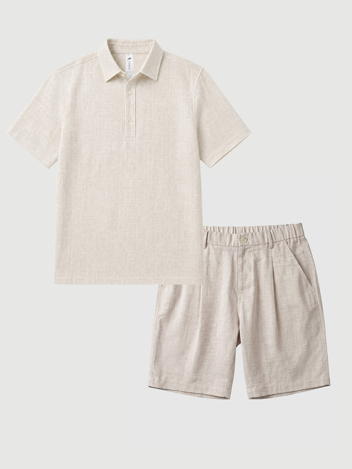 Leisure Linen Polo Shirt Shorts 8" Set