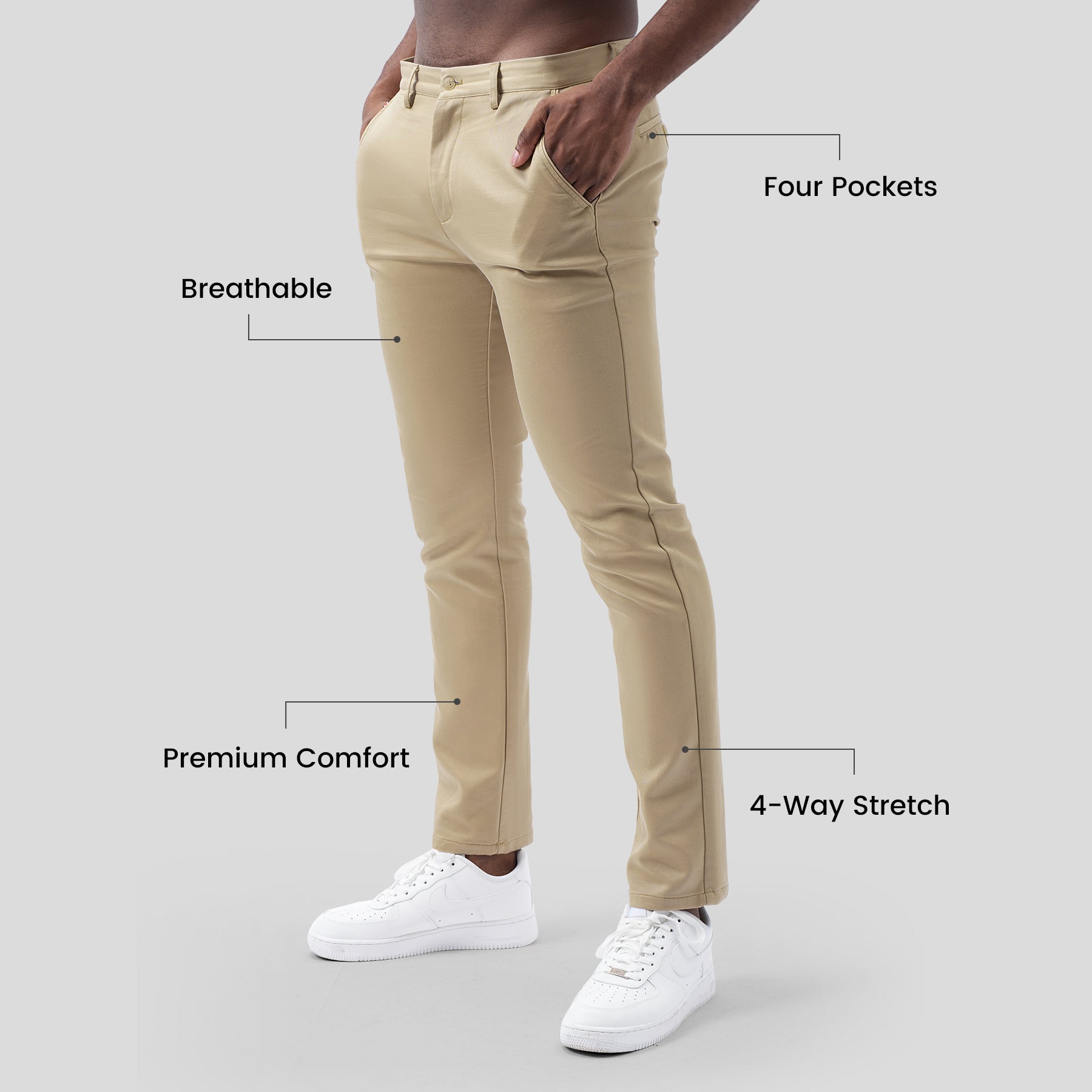 Cotton Sateen Chino Pants Stretch Work Travel