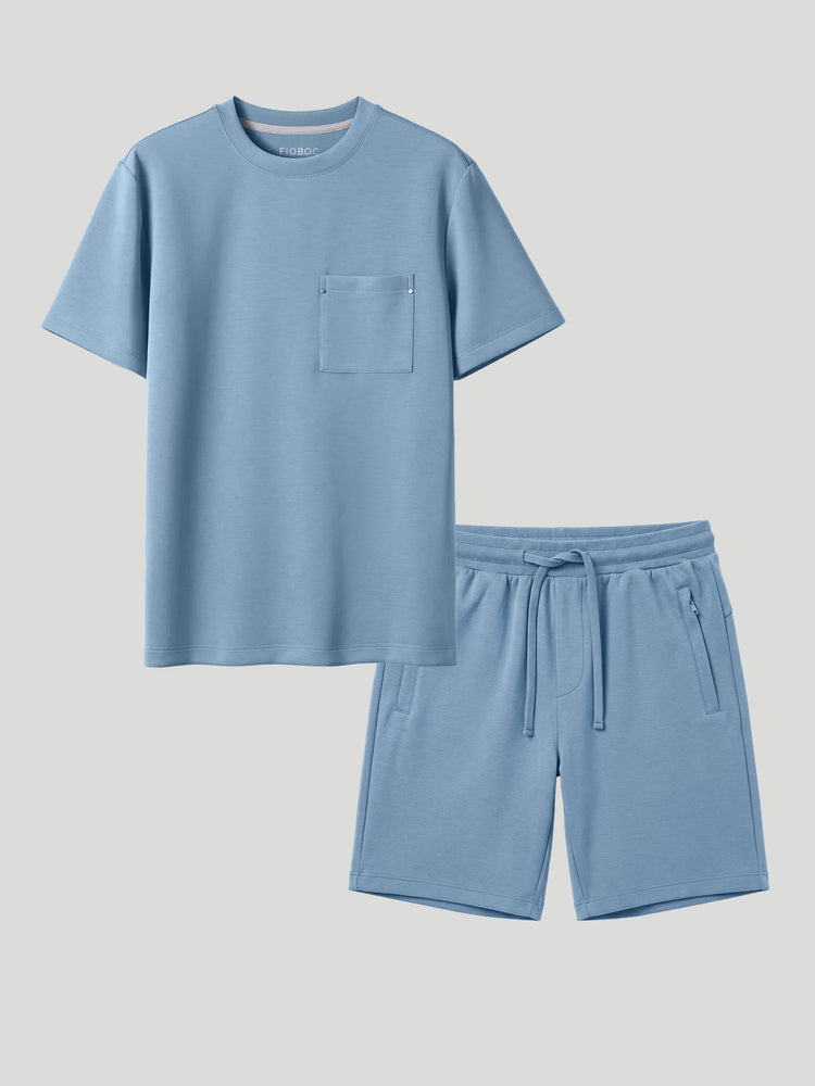Modal Blend Pocket Tee And Casual Short 8" Set | 
