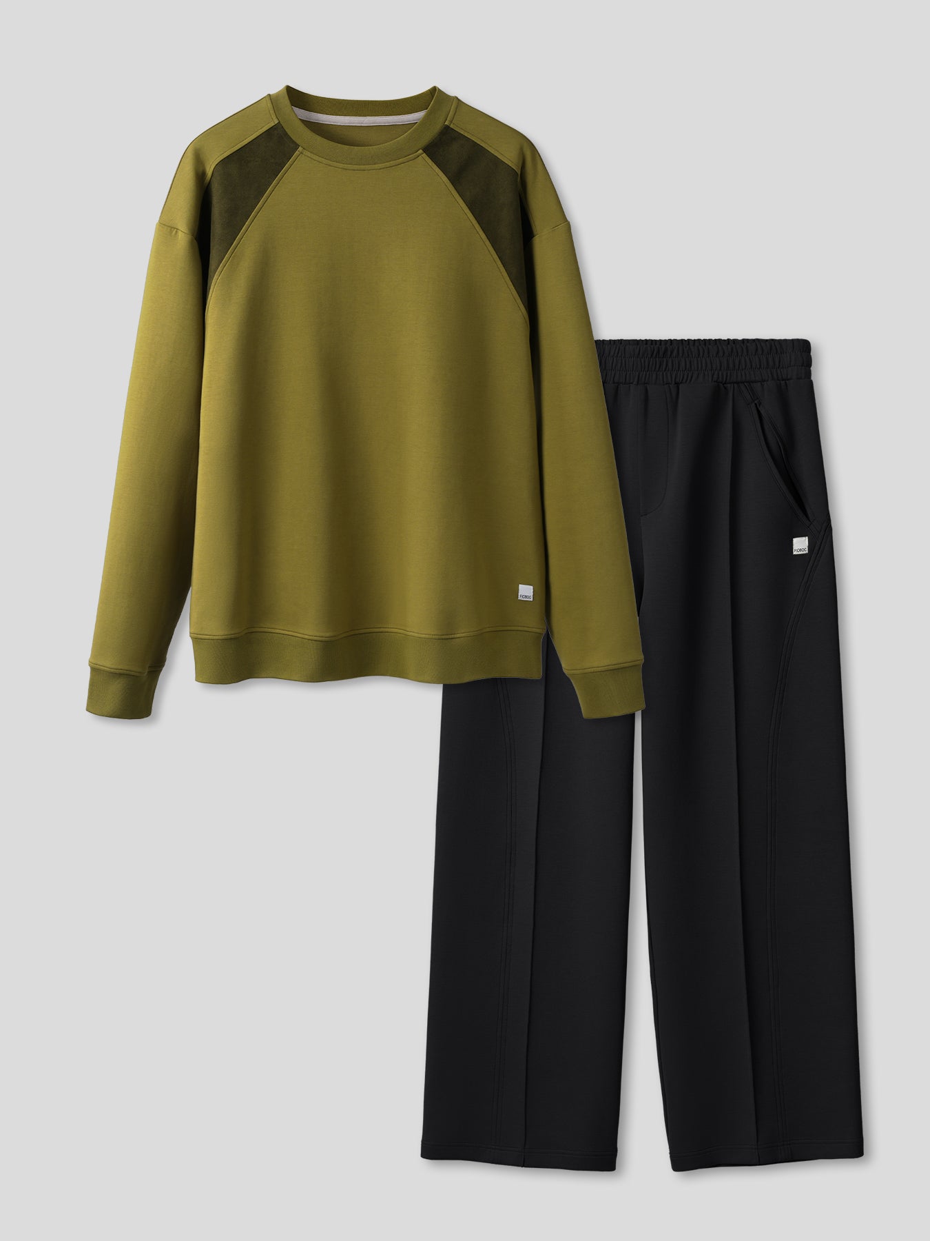 Cozyspacer Suedepatch Sweatshirt And Wide Leg Pants Set